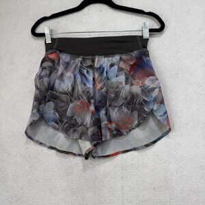 Lululemon Shorts Womens 6 Gray Multi Floral Running Lined 2.5 Inseam Reflective
